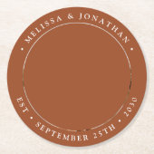 Modern Einfache Terracotta Persönliche Fotos Hochz Runder Pappuntersetzer (Vorderseite)