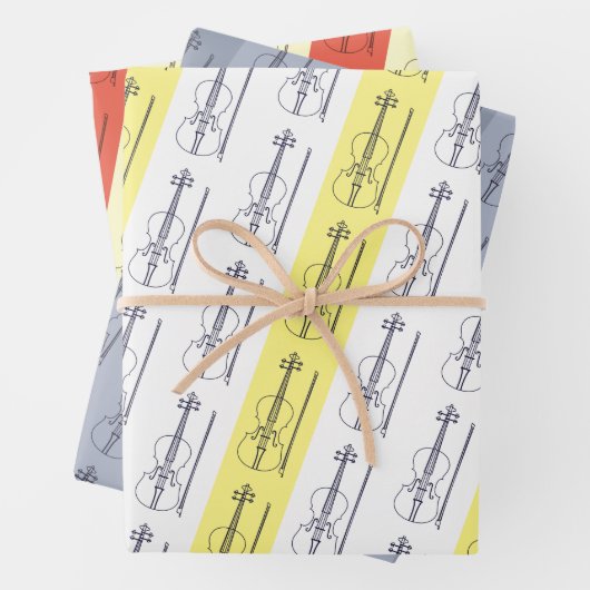 Modern Einfache Violine Schwarz Gelb Terracotta Bl Geschenkpapier Set (Beispiel)