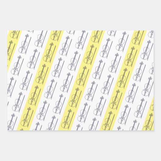 Modern Einfache Violine Schwarz Gelb Terracotta Bl Geschenkpapier Set (Vorderseite)