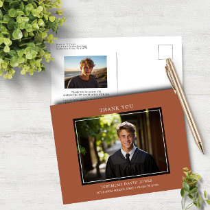 Modern Einfaches Foto Terracotta Brn Grad Danke Postkarte