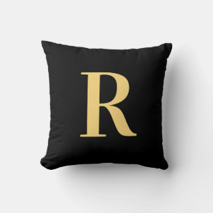 Modern einfaches Monogram Black Gold Kissen