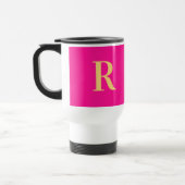 Modern einfaches Monogramm Hot Pink Reisebecher (Links)