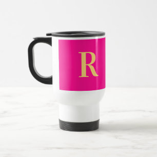 Modern einfaches Monogramm Hot Pink Reisebecher