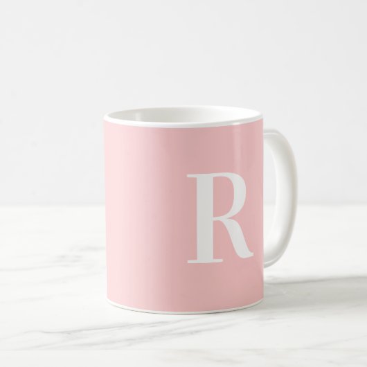 Modern einfaches Monogramm Rosa Kaffeetasse (VorderseiteRechts)
