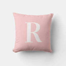 Modern einfaches Monogramm Rosa Kissen