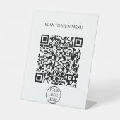Modern einfaches, schwarz-weißes Scan QR Code Menü Sockelschild (Vorderseite)