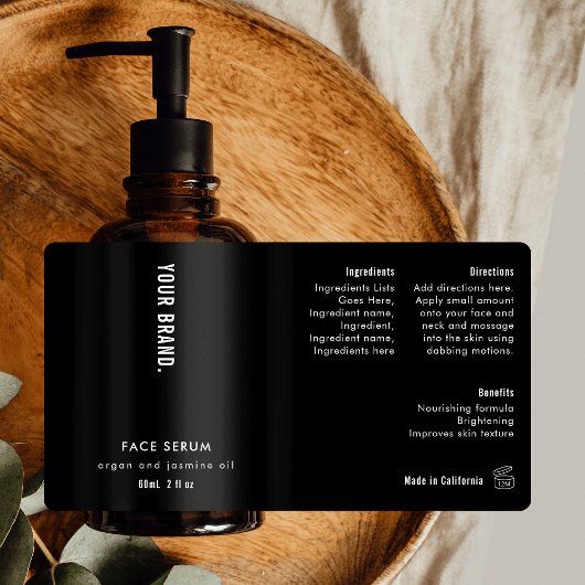 Modern einfaches Schwarzes 2 OZ Dropper-Flaschenet