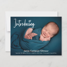 Modern Einführung Baby Boy Foto Name Magneteinladung