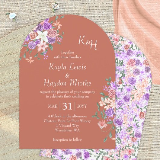 Modern eingerichtete Rose Lilac Einladung