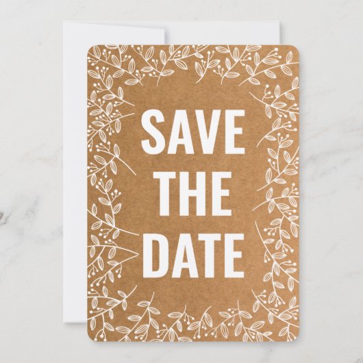 Modern eingerichtete Save the Date Karte im Karton (Rückseite)