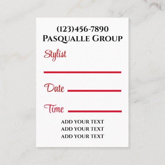 Modern eingerichteter Pop Diva Terminkarte (Rückseite)