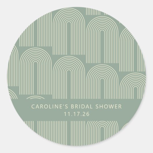 Modern eingerichtetes Arch Line Art Sage Custom Br Runder Aufkleber (Vorderseite)