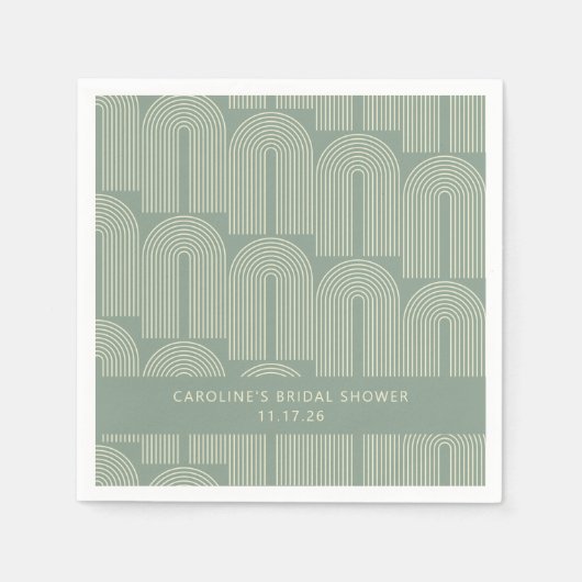 Modern eingerichtetes Arch Line Art Sage Custom Br Serviette (Vorderseite)