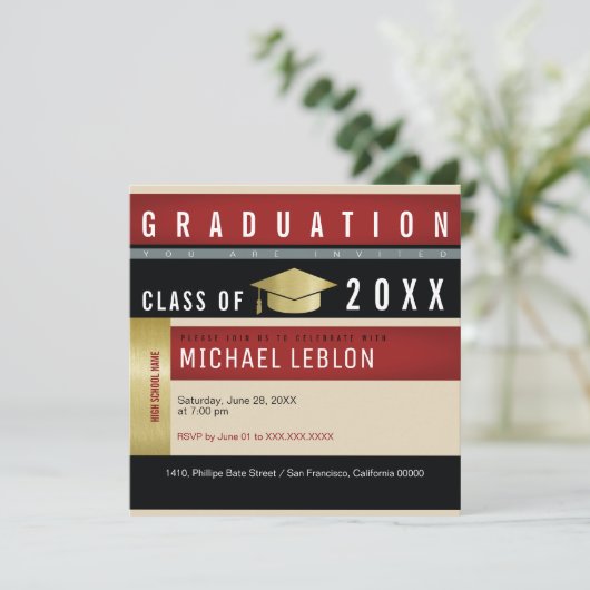 Modern Einladung für Studentensache (Stehend Vorderseite)