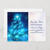 Modern Electric Blue Christmas Tree Save the Date Postkarte (Vorne/Hinten)