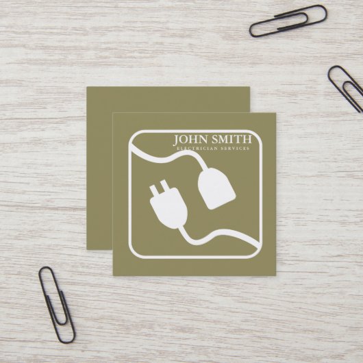 Modern Electrical Extension Craft Logo Quadratische Visitenkarte (Vorderseite/Rückseite Beispiel)