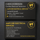 Modern Electrician Branding Black Yellow Metallic Visitenkarte