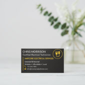 Modern Electrician Branding Black Yellow Metallic Visitenkarte (Stehend Vorderseite)