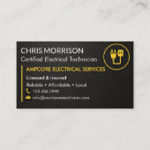 Modern Electrician Branding Black Yellow Metallic Visitenkarte (Vorderseite)