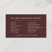 Modern Electrician Burgundy Gold Minimalist Visitenkarte (Rückseite)