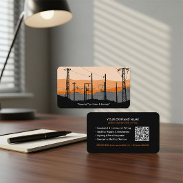 Modern Electrician Business Card with Power Lines Visitenkarte
