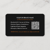 Modern Electrician Business Card with Power Lines Visitenkarte (Rückseite)