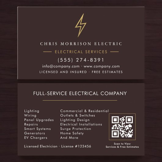 Modern Electrician Company Contractor QR Code Visitenkarte
