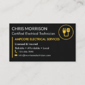 Modern Electrician Contractor QR Code Black Yellow Visitenkarte (Vorderseite)