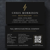 Modern Electrician QR Code Black Gold Minimal Visitenkarte