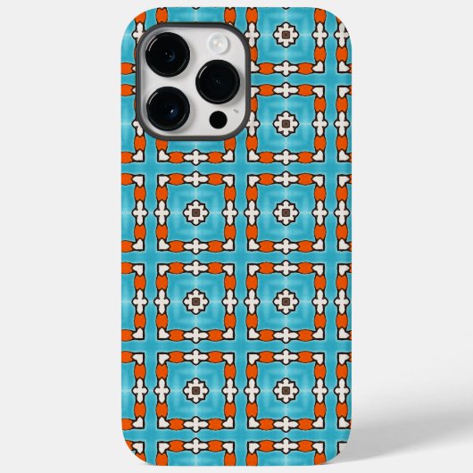 Modern Elegance Blue Orange White Azulejos Tile Case-Mate iPhone Hülle (Rückseite)