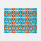 Modern Elegance Blue Orange White Azulejos Tile Fußmatte (Vorderseite)