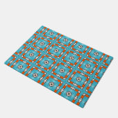 Modern Elegance Blue Orange White Azulejos Tile Fußmatte (Schrägansicht)
