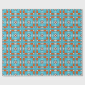 Modern Elegance Blue Orange White Azulejos Tile Geschenkpapier (Flach)