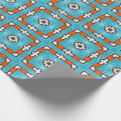 Modern Elegance Blue Orange White Azulejos Tile Geschenkpapier (Ecke)