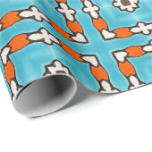 Modern Elegance Blue Orange White Azulejos Tile Geschenkpapier (Rolleneckpunkt)