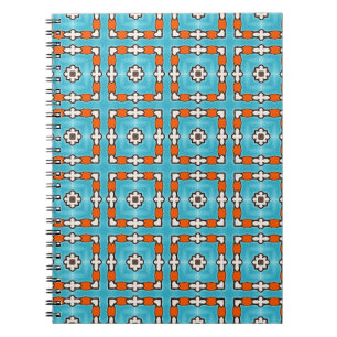 Modern Elegance Blue Orange White Azulejos Tile Notizblock
