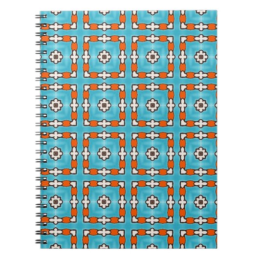 Modern Elegance Blue Orange White Azulejos Tile Notizblock (Vorderseite)