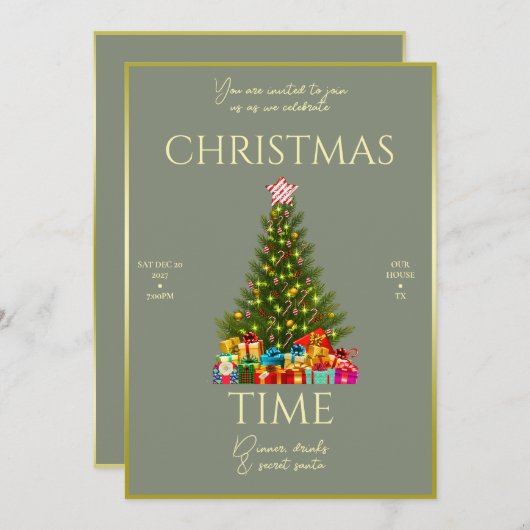 Modern Elegance Christmas Party Einladung (Vorne/Hinten)