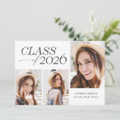 Modern Elegance Class of 2026 Photo Graduation Einladung (Stehend Vorderseite)