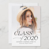 Modern Elegance Class of 2026 Photo Graduation Einladung (Vorderseite)