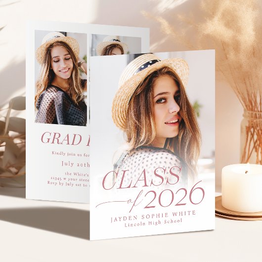 Modern Elegance Class of 2026 Photo Graduation Einladung