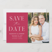 Modern Elegance Magenta Foto Save The Date (Vorderseite)