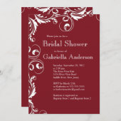 Modern Elegance Maroon Bridal Dusche Einladung (Vorne/Hinten)