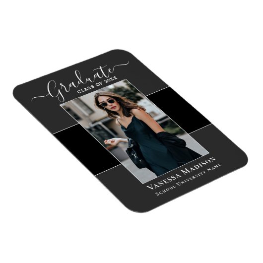 Modern | Elegant 1 Foto Grad Ankündigung Magnet (Rechte Seite)