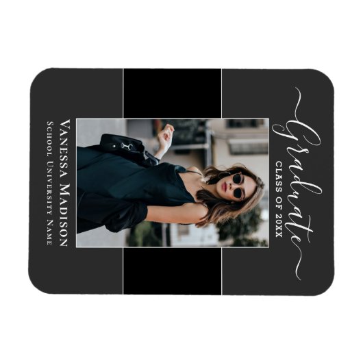 Modern | Elegant 1 Foto Grad Ankündigung Magnet (Horizontal)