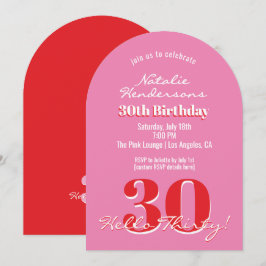 Modern Elegant 30th Birthday Pink Red Minimalist  Einladung