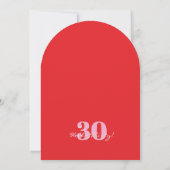 Modern Elegant 30th Birthday Pink Red Minimalist  Einladung (Rückseite)