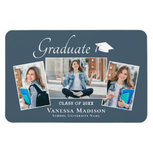 Modern   Elegant 3 Foto Grad Ankündigung Magnet