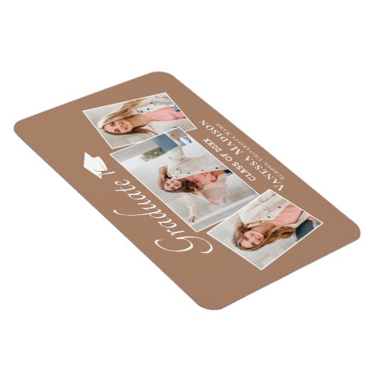 Modern | Elegant 3 Foto Grad Ankündigung Magnet (Rechte Seite)