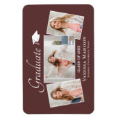 Modern | Elegant 3 Foto Grad Ankündigung Magnet (Vertikal)